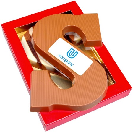 Chocoladeletters A t/m Z in geschenkdoos bedrukt met logo